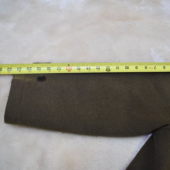 Vintage Gloverall Wool Duffle Coat Green Brown Hooded Made in England Large - Picture 10 of 12